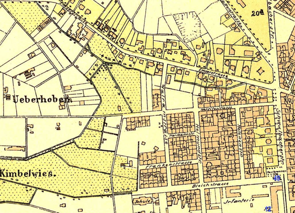 Abb. 3: Sedanstraße 1879 (Quelle: Historischer Atlas der Stadt Wiesbaden 1799-1910)