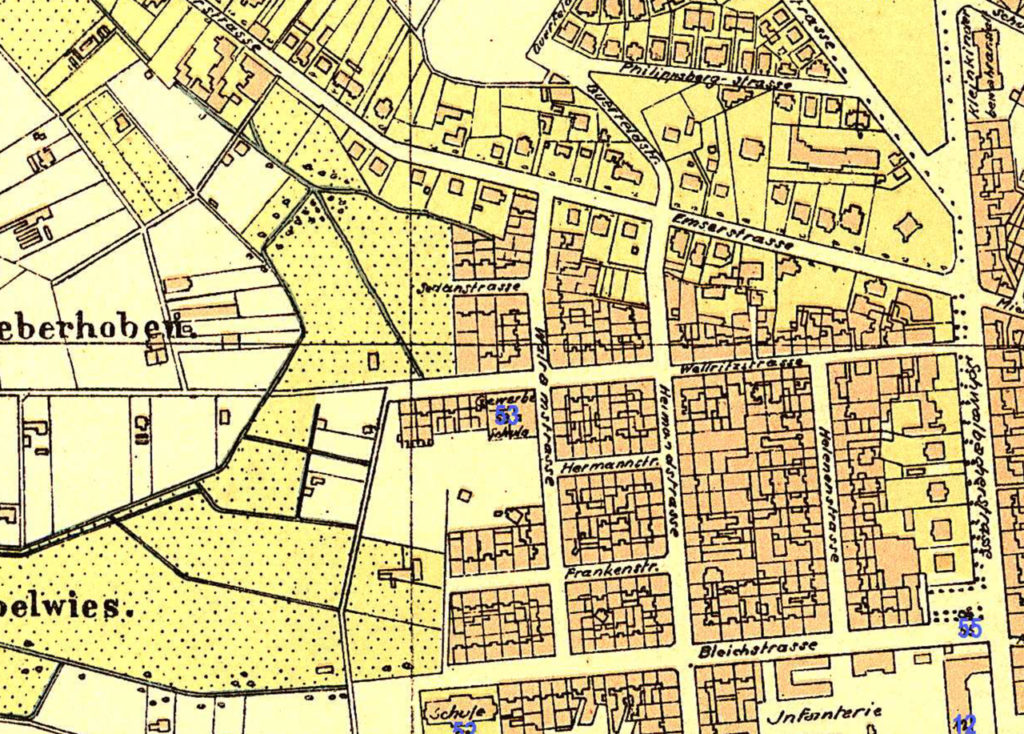 Abb. 4: Sedanstraße 1888 (Quelle: Historischer Atlas der Stadt Wiesbaden 1799-1910)