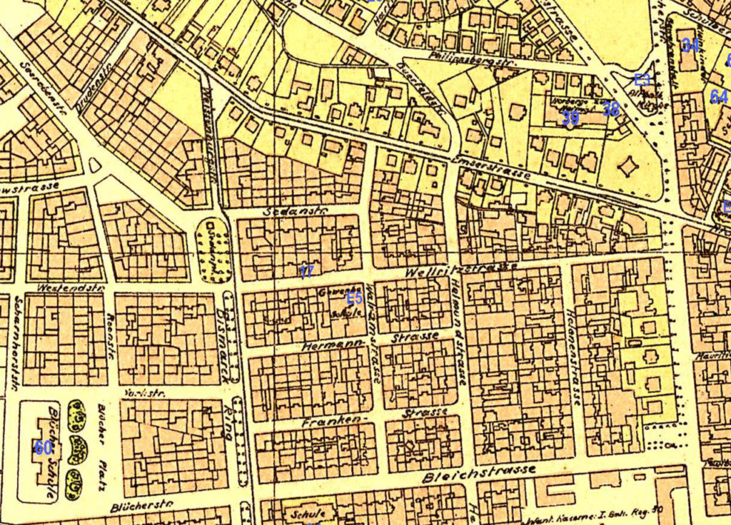 Abb. 5: Sedanstraße 1900 (Quelle: Historischer Atlas der Stadt Wiesbaden 1799-1910)